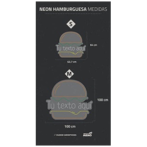 ROTULA TU MISMO Neon PERSONALIZADO led flex de hamburguesa Neon para restaurantes comida rapida senal luminosa para hamburgueseria neon hamburguesa en tres tamanos diferentes M 100 x 100cm 0 3