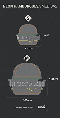 ROTULA TU MISMO Neon PERSONALIZADO led flex de hamburguesa Neon para restaurantes comida rapida senal luminosa para hamburgueseria neon hamburguesa en tres tamanos diferentes M 100 x 100cm 0 3