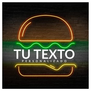 ROTULA TU MISMO Neon PERSONALIZADO led flex de hamburguesa Neon para restaurantes comida rapida senal luminosa para hamburgueseria neon hamburguesa en tres tamanos diferentes M 100 x 100cm 0