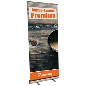 Roll Up Premium 85 x 200 cm incluye pancarta e impresion enrollado de aluminio por una cara plateado anodizado incluye bolsa de transporte pantalla de pancarta publicitaria para publicidad en 24 0