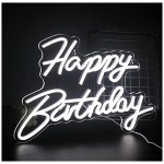 SIGNSHIP Happy Birthday Letrero de neon Luz de neon LED blanca para decoracion de pared Letreros de luz de carta USB para el hogar Dormitorio Bar Fiesta de cumpleanos Decoracion 0 3