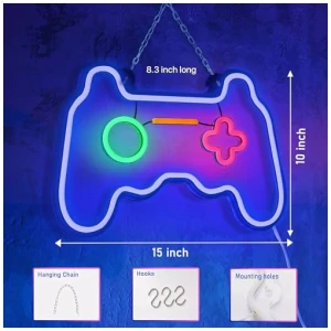 SOLIDEE Neon Gamepad Neon LED Regulable por USB Neon Gamer Decoracion de la Habitacion Luces de Neon Pared para el Dormitorio de Juegos Bar Adolescentes Ninos Regalo Decoracion de Fiesta azul 0 2