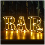 SUQ BAR Lampara de Letras Iluminadas Letras LED de Carpa Luces de Letras Iluminada Letras Luces Nocturnas Decoracion con Pilas para Bar Pub Hogar Fiesta Boda Pared barra dorada 0