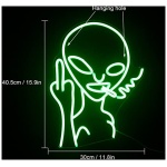 Signo de neon Alien verde gesto de neon Alien para decoracion de paredes neon Alien con fuente de alimentacion USB para sala de juegos bar dormitorio decoracion del hogar 0 0