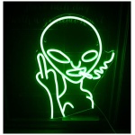 Signo de neon Alien verde gesto de neon Alien para decoracion de paredes neon Alien con fuente de alimentacion USB para sala de juegos bar dormitorio decoracion del hogar 0