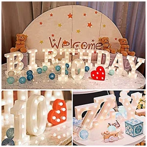 Tiardey Luces de Letras con Forma de simbolo LED lamparas de Mesa de plastico con Forma de Alfabeto Fiesta de Cumpleaos Boda decoracion para Colgar en la Pared del hogar Todos los dias P 0 0