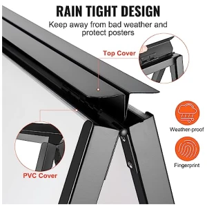 VEOVR Soporte para Carteles en Forma A Expositor Doble Cara 91x61 cm Caballete de Acero para Carteles Plegable y Portatil Tablero Publicitario Impermeable para Bares Restaurantes Exposiciones Exterior 0 2