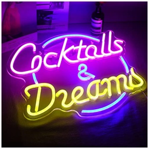 Wanxing Cocktail Dream Letreros de neon Rosa Azul Luz de neon USB Letras mas grandes Letrero de neon para dormitorio Hogar Bar Estudio Cerveza Club Tienda Ventana Boda Fiesta de cumpleanos 0 0