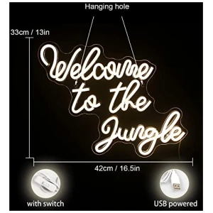 Welcome to the Jungle Letra de neon blanco neon signo LED cartel palabra luz de neon para decoracion de pared USB Letra luminosa para jardin entrada de casa porche fiesta regalo 0 1