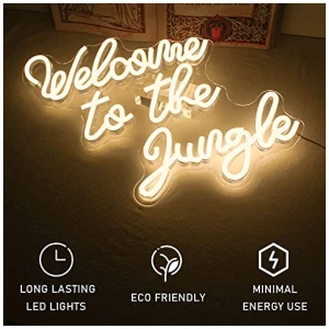 Welcome to the Jungle Letra de neon blanco neon signo LED cartel palabra luz de neon para decoracion de pared USB Letra luminosa para jardin entrada de casa porche fiesta regalo 0 3