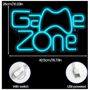 XJNOLGXIQU Game Zone Letrero De Neon LED Juego Luz De Neon Azul Letrero De Neon USB Para Decoracion De Sala De Juegos Area De Juegos Sala Bar Juego Favor De Fiesta Para Ninos Adolescentes 0 0