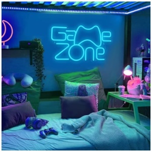 XJNOLGXIQU Game Zone Letrero De Neon LED Juego Luz De Neon Azul Letrero De Neon USB Para Decoracion De Sala De Juegos Area De Juegos Sala Bar Juego Favor De Fiesta Para Ninos Adolescentes 0 2