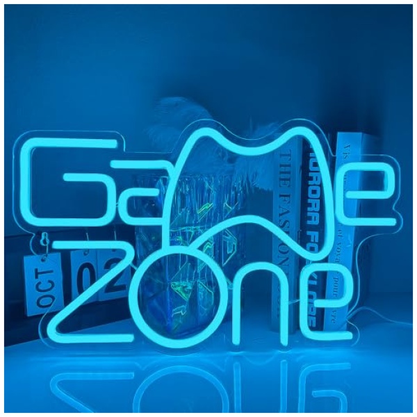 XJNOLGXIQU Game Zone Letrero De Neon LED Juego Luz De Neon Azul Letrero De Neon USB Para Decoracion De Sala De Juegos Area De Juegos Sala Bar Juego Favor De Fiesta Para Ninos Adolescentes 0