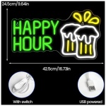 XJNOLGXIQU Happy Hour Cerveza Neon Amarillo Neon LED Neon Personalizado USB Barra De Luz De Neon Personalizada Fiesta De Cumpleanos Musica En Vivo Fiesta Decoracion De Pared 0 0