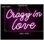 ineonlife Crazy In Love Letreros De Neon LED Letrero De Neon Para Decoracion De Pared De Dormitorio 17 x10 Art Night Light Pink Neon Wall Lights Para Nina Regalo Aniversario Fiesta Del Dia 0 1