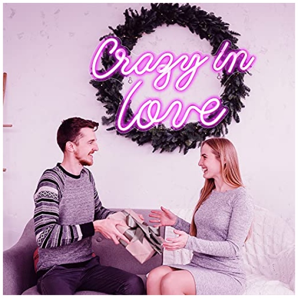 ineonlife Crazy In Love Letreros De Neon LED Letrero De Neon Para Decoracion De Pared De Dormitorio 17 x10 Art Night Light Pink Neon Wall Lights Para Nina Regalo Aniversario Fiesta Del Dia 0 2