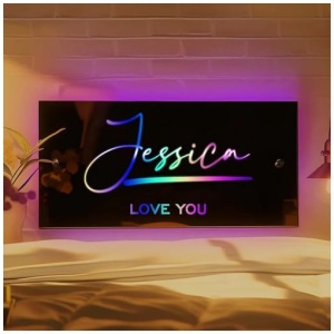 mxn Espejo con Luces Nombre Personalizado Luces De Neon Personalizadas Espejo Luminoso Led Letrero Personalizado Espejos De Pared para NavidadcumpleanosRegaloNombre Personalizado Decoracion 0 1