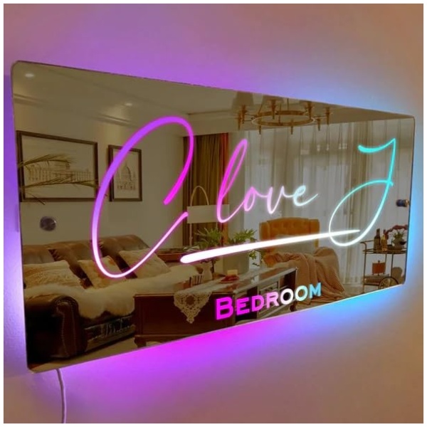 mxn Espejo con Luces Nombre Personalizado Luces De Neon Personalizadas Espejo Luminoso Led Letrero Personalizado Espejos De Pared para NavidadcumpleanosRegaloNombre Personalizado Decoracion 0